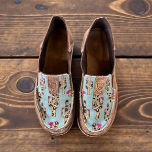 Ariat Brown and Teal Cactus Slip-On Shoes